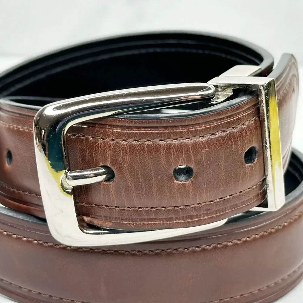 Chaps Black and Brown Faux Leather Reversible Belt Size Small S Kids Youth